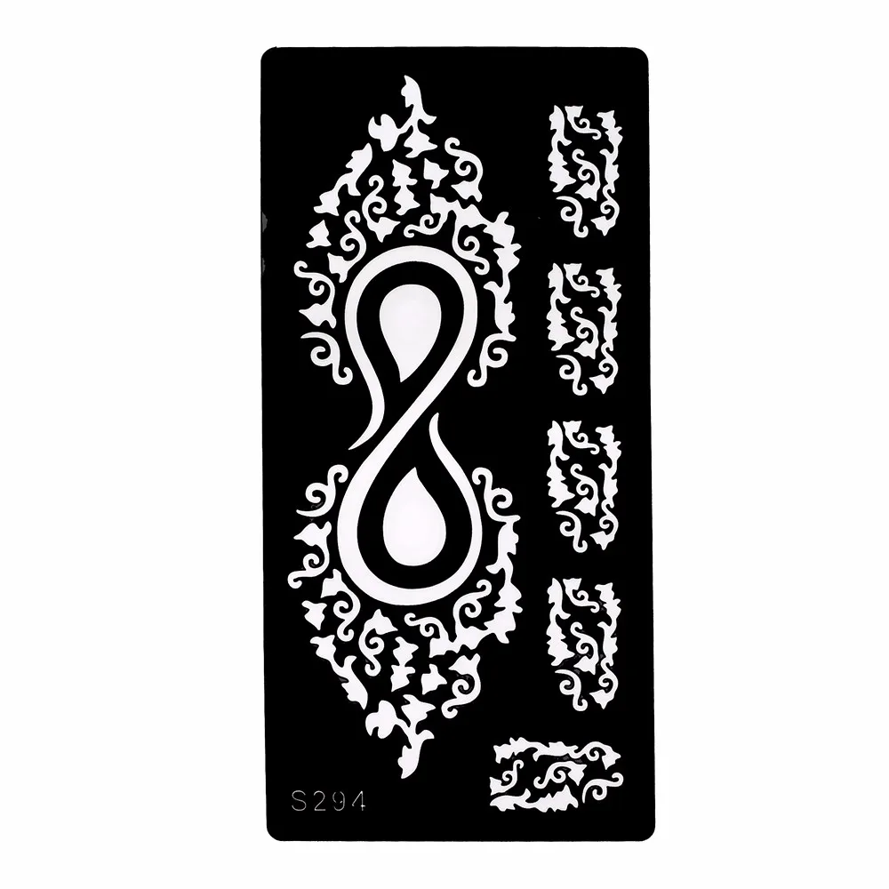 6 Pieces Indian Henna Tattoo Stencil Hollow Black Drawing Women Body Art Ink Infinity Flower Wave Classic Tattoo Stencil S200#06 (4)