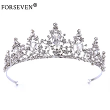 Bride Hair Jewelry Vintage Silver Baroque Rhinestones Crystal Tiara Crown For Wedding Prom Hair Accessories Show Party Gift