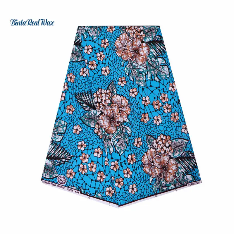 

2018 Polyester Wax Prints Ankara Fabric New Hollandais Wax High Quality 6 yards African Fabric for Party Dress FP6080