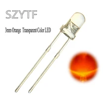 100 шт. прозрачный светодиодный 3 мм оранжевый круглый светильник-светодиод через отверстие супер яркий светодиодный светильник лампа