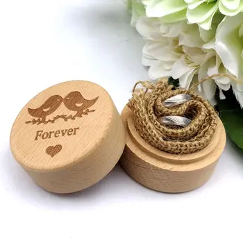 

Personalized Rustic Wedding Wooden Ring Box Jewelry Trinket Storage Container Holder Custom Forever Rings Bearer