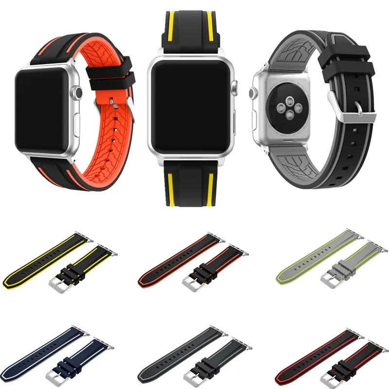Спортивный силиконовый ремешок для Apple Watch Band 44/42/40/38 мм цветной мягкий резиновый