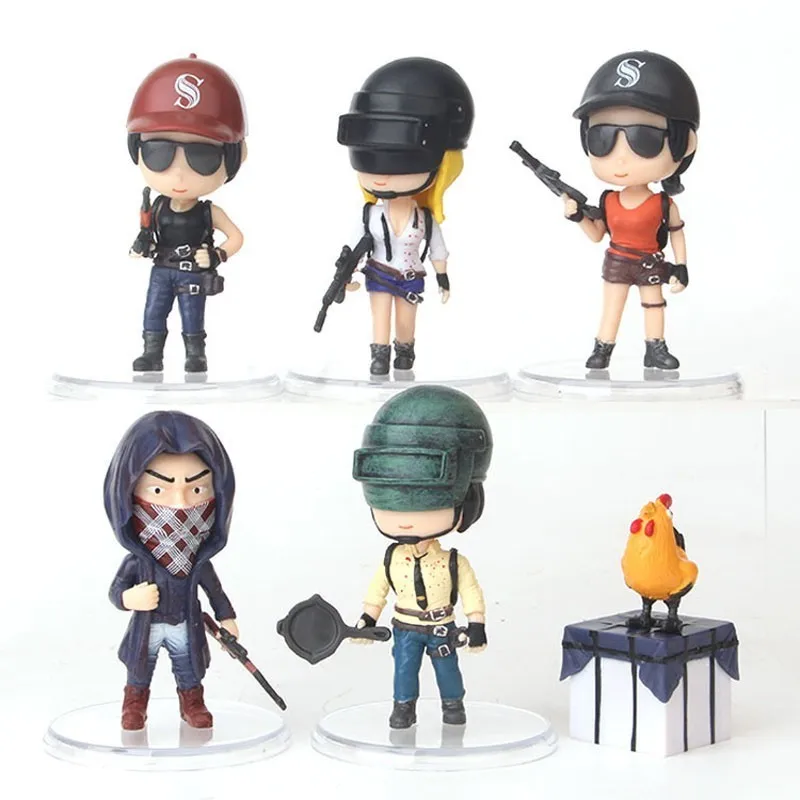 

6Pcs/Set PUBG Player Unknowns Battle Grounds Game Toys Playerunknown's Battlegrounds PVC Model Dolls For Gift Big Size 9.5CM