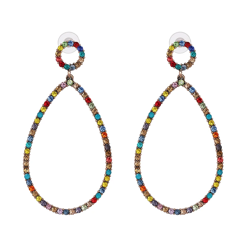 FASHIONSNOOPS New Colorful Crystal Drop Earrings Women Trendy 2019 Geometric Pendant Earrings Wedding Party Fashion Jewelry