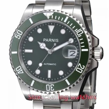 40 мм Parnis керамический ободок светящийся знак зеленый циферблат стиль автоматические часы