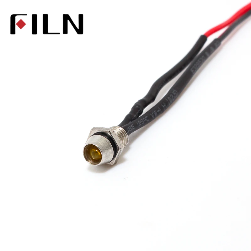 FILN светодиодная Пилотная лампа с проводными эффектами 5 в 12 В 24 Led 8 мм сигнальный