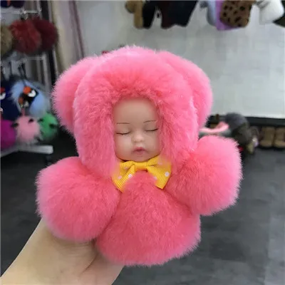 Модная подарочная упаковка из натурального кроличьего меха Рекс брелок для ключей с зайкой кулон очаровательный автомобильный стикер кролик милая кукла игрушка - Цвет: B