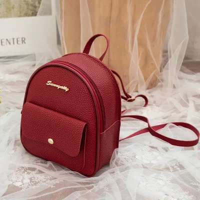 Корейский стиль, Женский мини рюкзак, сумка через плечо из искусственной кожи для девочек-подростков, Многофункциональный маленький рюкзак, Женский чехол для телефона - Цвет: red