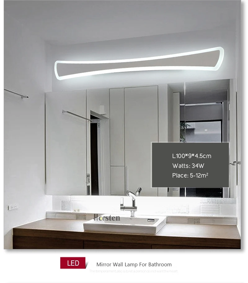 Modern Simple LED Mirror Lights 40-120cm Long Wall Lamp For Bathroom Bedroom Aluminum Acrylic Wall Sconce Lamp 110-220V (19)
