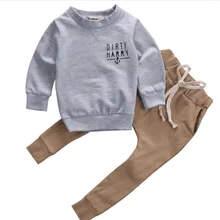 Детский свитер, комплекты одежды из 2 предметов, зимний хлопковый свитер и штаны для новорожденных, трендовая повседневная одежда для малышей из 2 предметов, гребешок