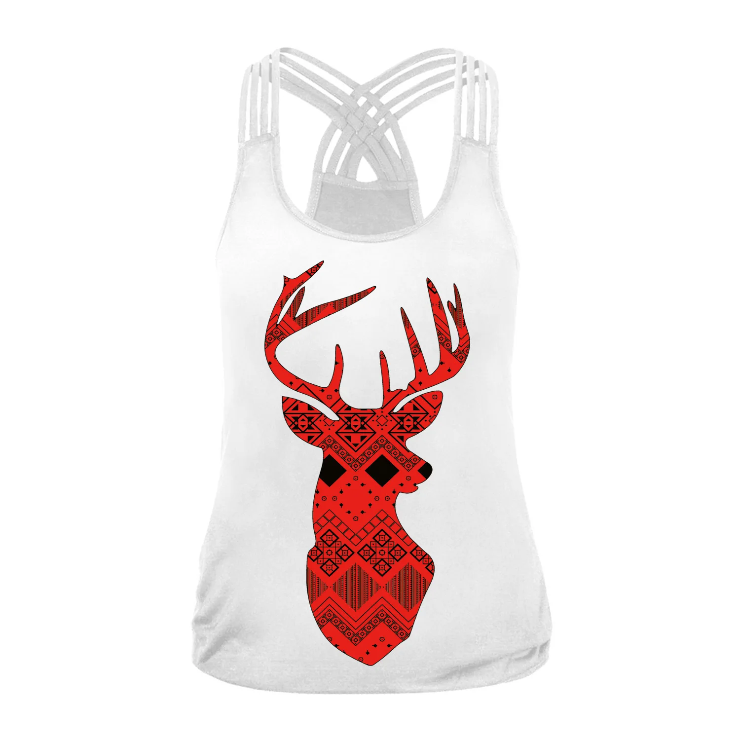

3D printed reindeer waistcoat Halloween personality cosplay costume Female camisole vest party punk costume for women