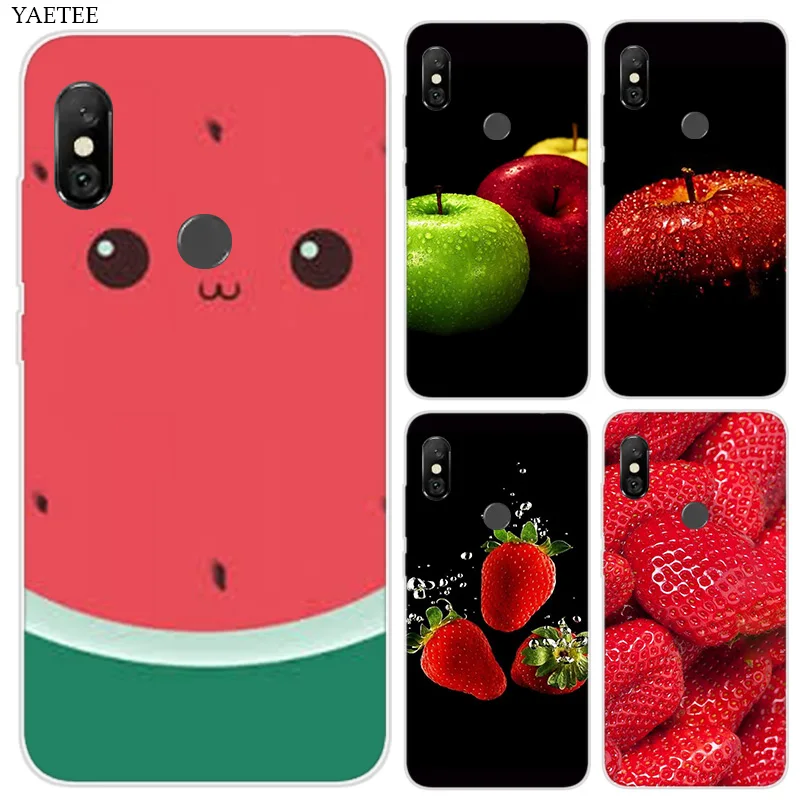 

Fashion Soft Silicone Phone Case For Xiaomi Xiomi redmi 4A 4 Pro 3S S2 6A Note 6 Pro 5 Plus 5A 4X 4 Cover Green fruit kiss cher