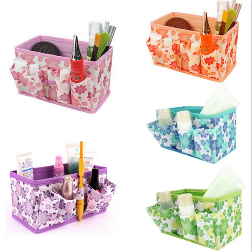 

Large Capacity Foldable Cosmetics Storage Box Container Bags Dresser Desktop Cosmetic Organizer Desktop Bathroom Storage Cases