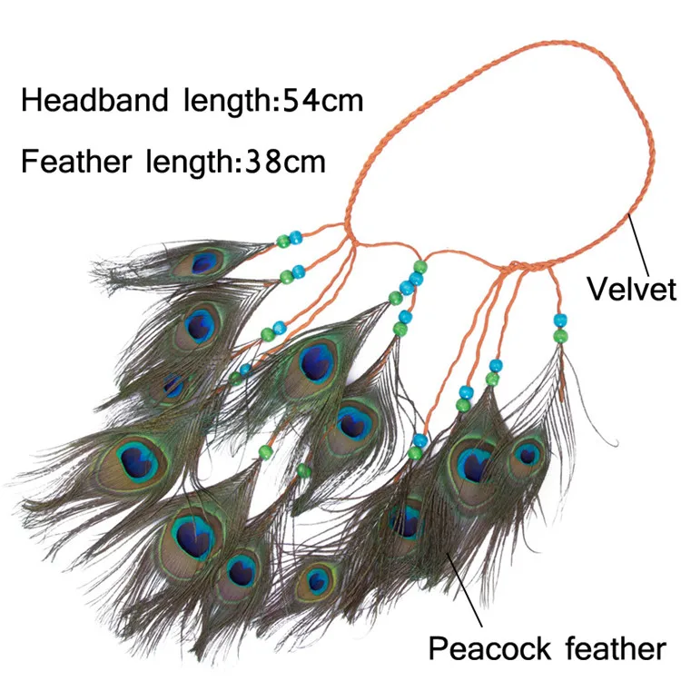 AWAYTR,, этнический ободок с перьями павлина для женщин, богемный головной убор для фестиваля, Хэллоуина, головные уборы, индийские аксессуары для волос