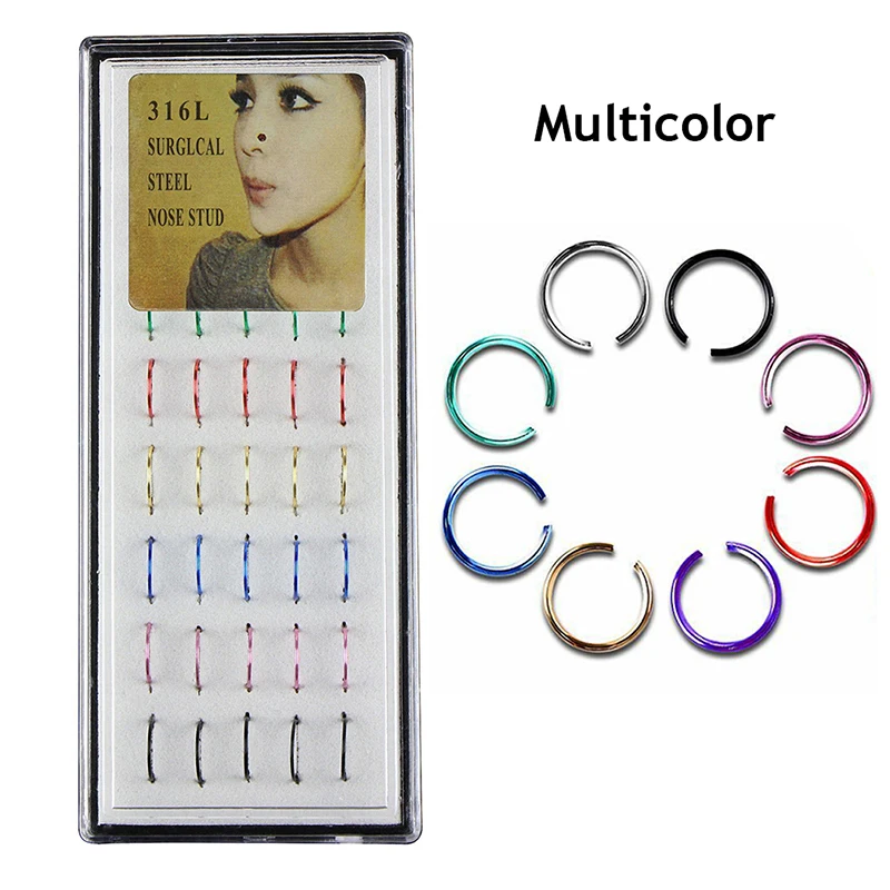 40PCS Punk Clip On Ear Without Piercing Unisex No Hole Fake Body Nose Lip Hoop Rings Gold Silver Jewelry Earrings For Women Men