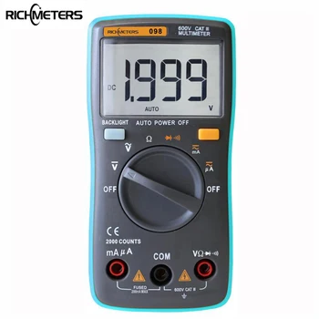 

RICHMETERS RM098 Digital Multimeter 2000 counts Back light AC/DC Ammeter voltage meter Voltmeter Ohm Portable Meter