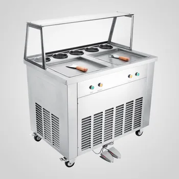

High quality hot selling Fried Ice Cream Machine For Yogurt 2-Pan 5 Buckets Ice Cream Roll Maker with service