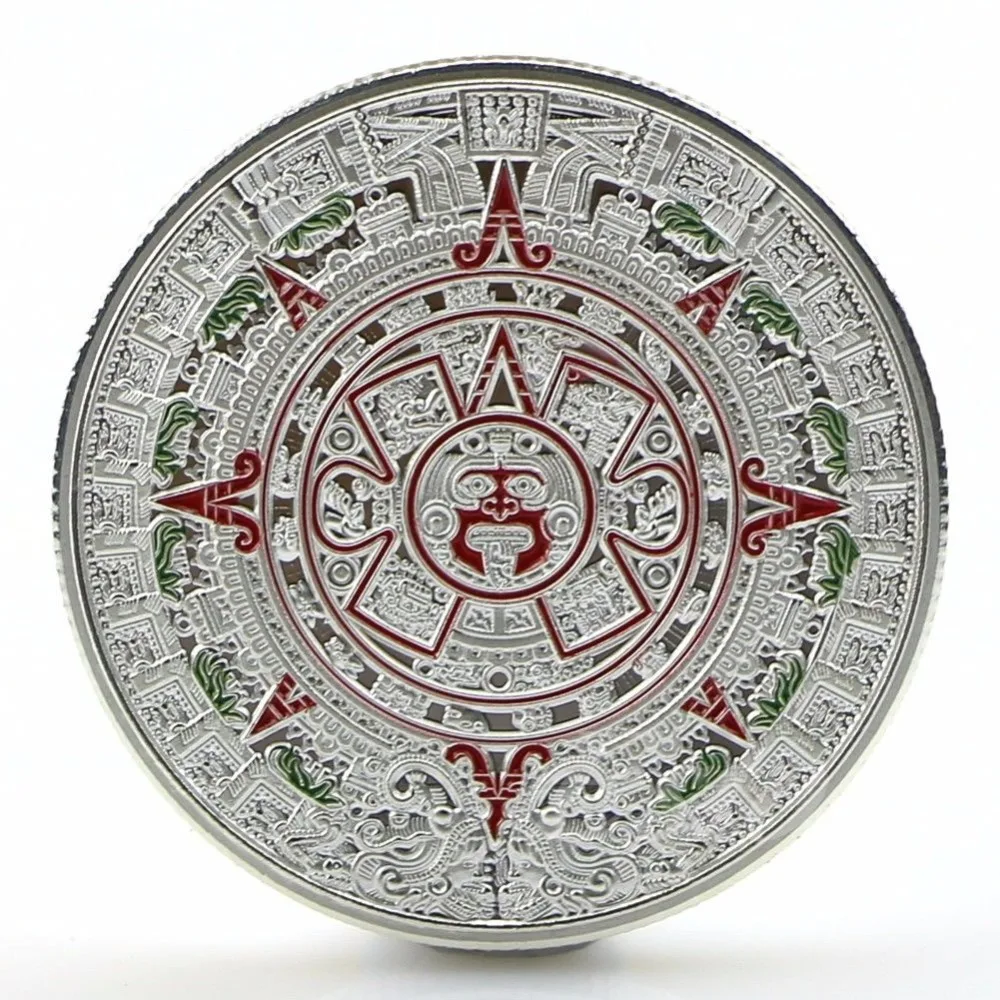 

1x Gold Sliver Plated Mayan Aztec Prophecy Calendar Commemorative Coin Art Collection Gift