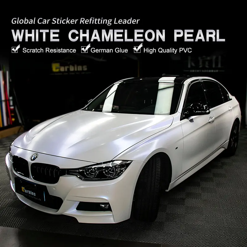 CARBINS White to Blue Pearl Film Auto Sticker Vinyl Wrap Free Sample Supply