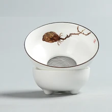 Набор чайных фильтров, керамическая фарфоровая печь, ручная роспись, Орхидея лотоса, чайная церемония, китайский чай кунг-фу, аксессуары, ситечко для чая, утечка