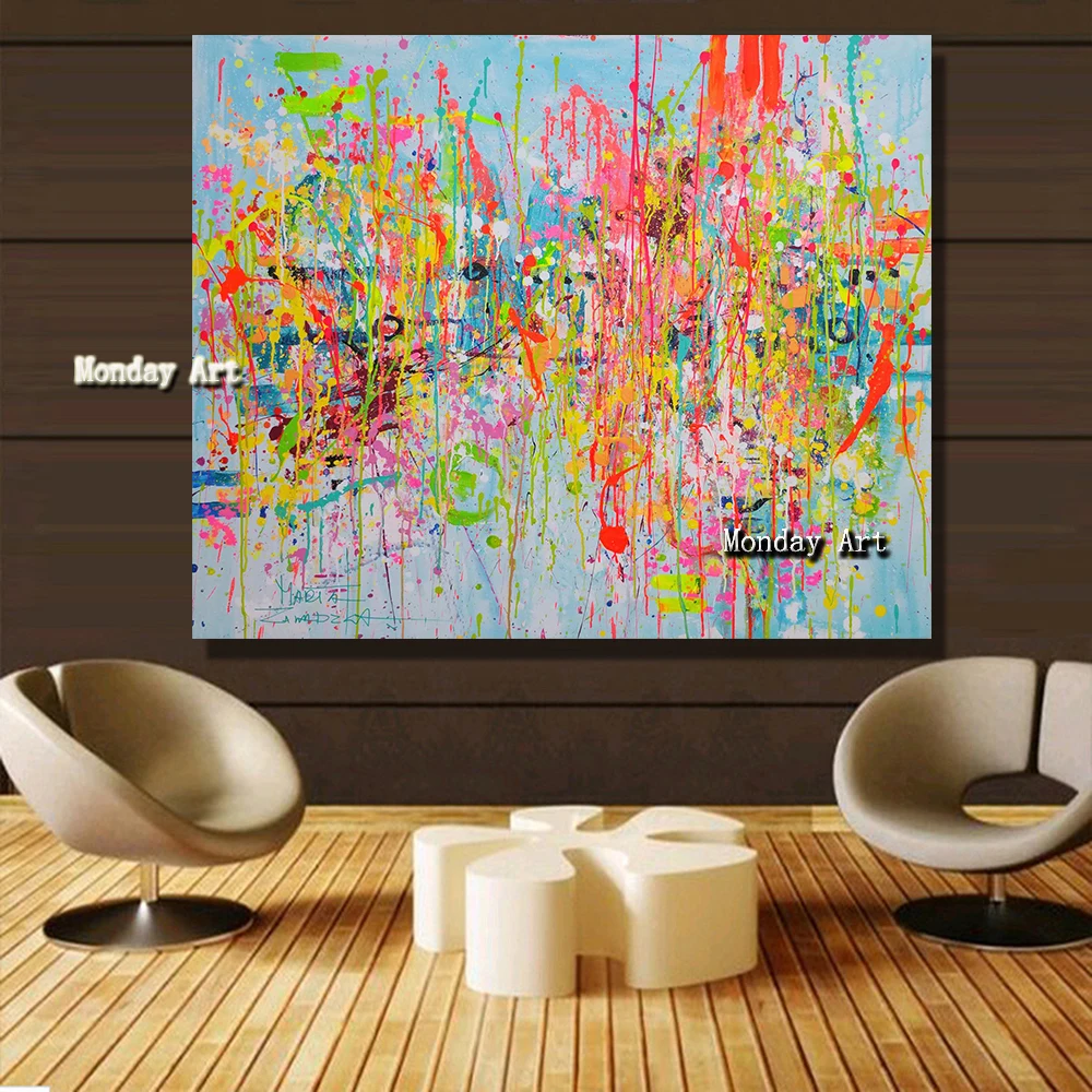 u  Canvas Art Print Poster Abstract Spring Mosaic Oil Painting Canvas Wall Picture for Bedroom Living Room no Frame