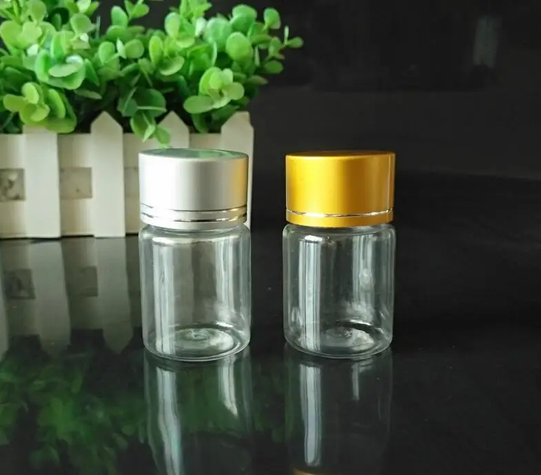 100pcs15ML 15 г золотой крышкой Пластик косметические баночки ясно, уход за кожей крем контейнер для Capasule Pill образец упаковка бутылки
