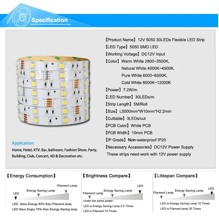 DC12V 5 м/Roll 30 светодиодный s/m холодный белый Светодиодные ленты света Гибкая Белый PCB Номера для водонепроницаемый IP20 ленты белый