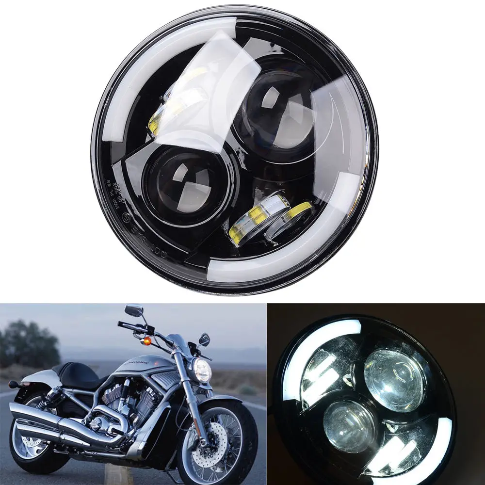 7 &quotмотоциклетный черный проектор LED Halo кольцевая фара для Dyna уличного Glide|headlight