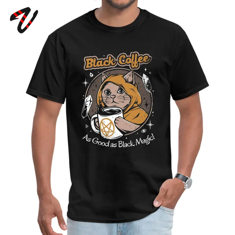

Black Coffee T-shirts Men As Good As Black Magic T Shirt Satan Devil Cat Tees Print 100% Cotton Tops Adult Anime Tshirt Vintage