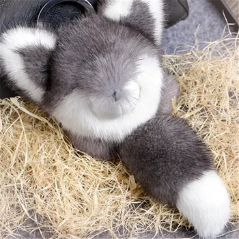 

Fashion New Mink Fur Initation Small Fox Toy Keychain Pendant Lady Keychain Car Charm Cute Keychain Mini Live-Action Doll