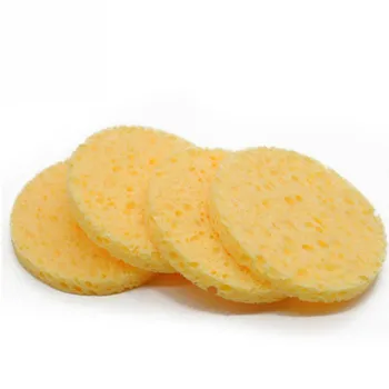 

5pcs Round Soft Yellow Cosmetic Puff Makeup Pads Beauty Natural Wood Fiber Face Wash Cleansing Sponge Cosmetic Puff Pads HCDB1B3
