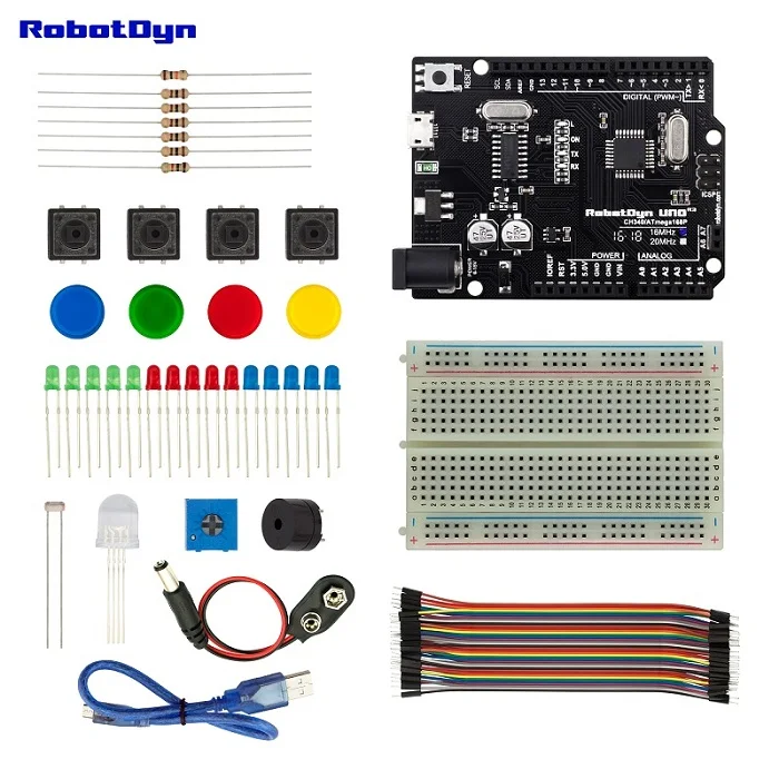 Стартовый набор, совместимый для Arduino Uno R3 проектов, с макетной платой, перемычкой провода, цвет и RGB светодиодный, кнопка, зуммер, светильник, датчик - Цвет: KIT 2
