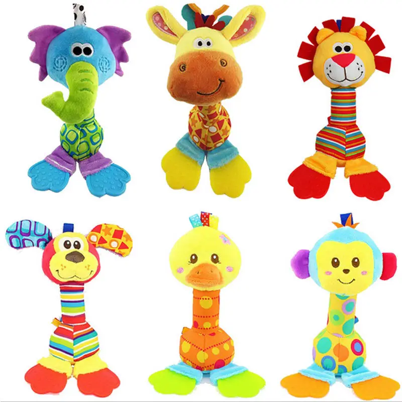 

pudcoco Cute Animal Handbells Developmental Toy Bed Bells Rattle Soft Toys For Baby Kids