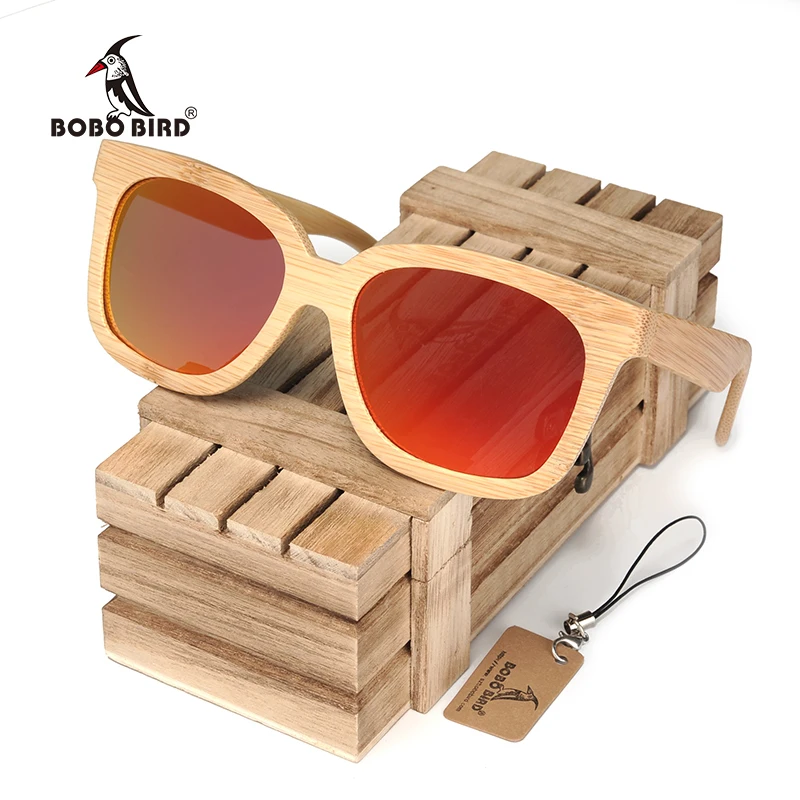 

BOBO BIRD BG015 Brand Design Handmade Bamboo Spectacle Frame Polarized Lens Sunglasses Women Mens Glasses Drop Shipping