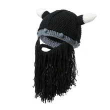 Г-н Сумасшедший Для мужчин варвар Vagabond шапочка викинга борода Рог Шапки ручной смешно Gag Хэллоуин теплая зимняя шапка подарки на день рождения F2