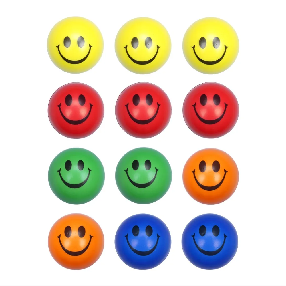Happy Smile Face Bouncy Relaxable Squeeze Ball Stress Relief Have Fun Toy  Set Of 12Pcs (4)