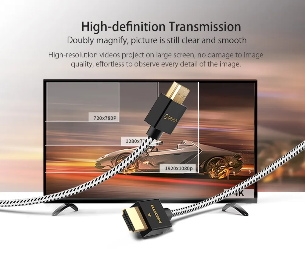 Кабель ORICO HDMI 1080P 4K 3D Папа-папа HDMI 2,0 кабель для HDMI разветвитель ЖК-проектор ТВ коробка PS3 проектор 0,5 м 1 м 1,5 м 2 м 3 м