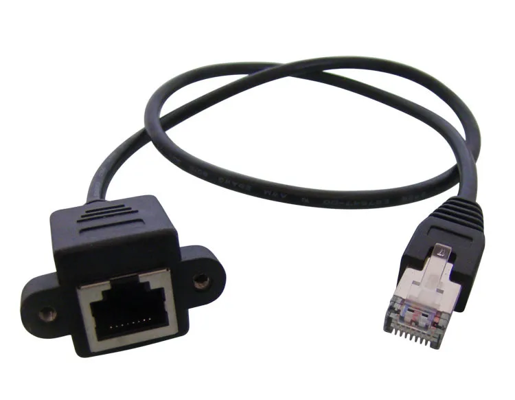 

60cm Screw Lock Panel Mount RJ45 RJ-45 Cat5 Male to Female M/F LAN Ethernet Network Extension Cable + Screws