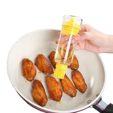 2-in-1 BBQ brush oil bottle food grade PP barbecue cake silicone brush separated oil jar bakeware tool free shipping Q-235