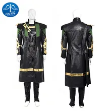 ManLuYunXiao 2017 Loki Cosplay Costume The Avengers Adult Men Full Suit Any size Roleplay Black Full Suit T Shirt Free Shipping