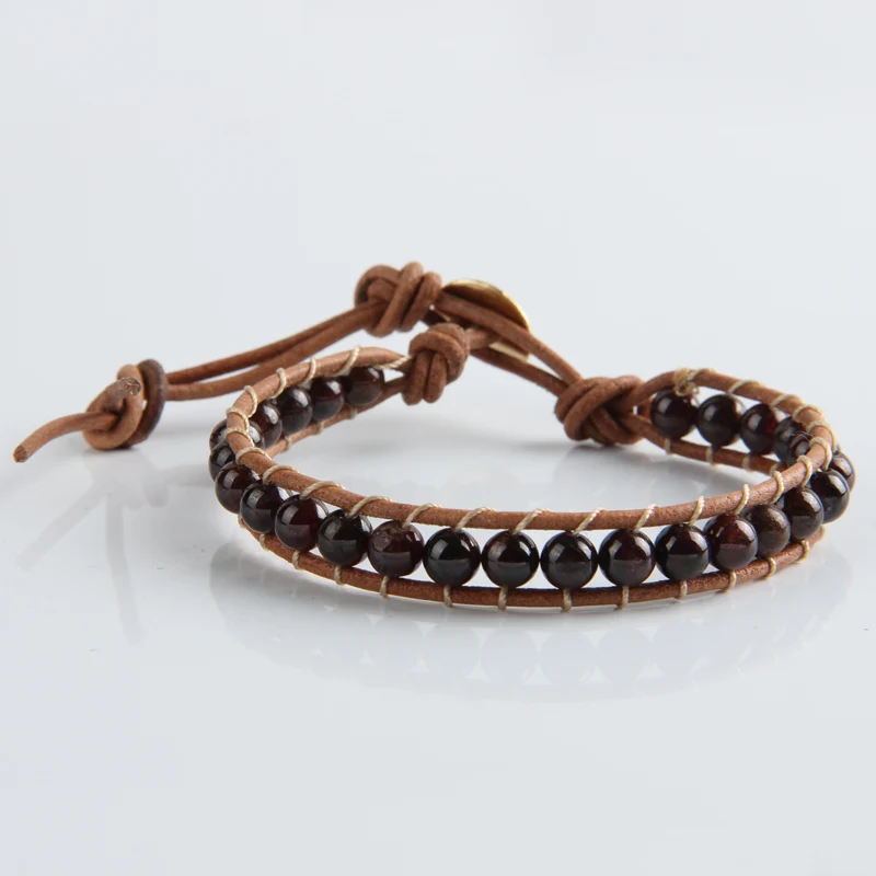 Leather Bracelet Natural Stone Bead Bracelets