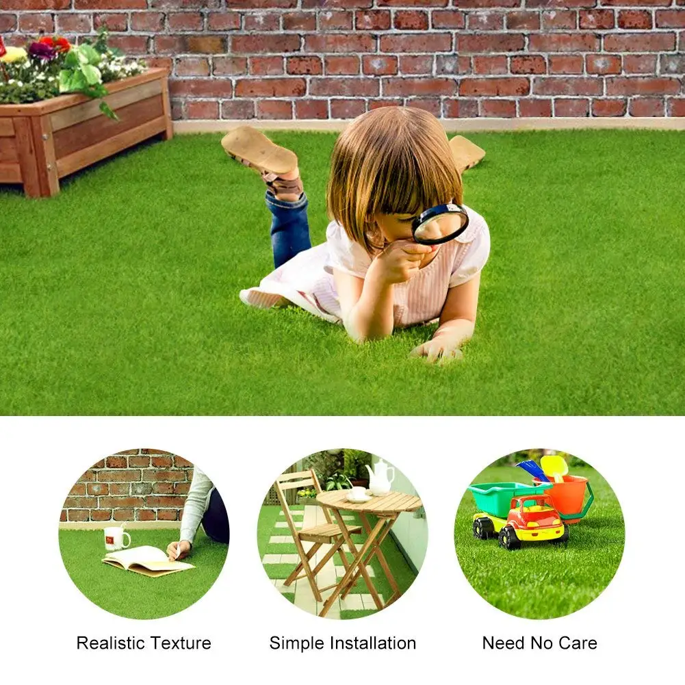 Трава искусственный газон ковер для внутреннего и наружного газона Синтетическая Зеленая трава украшение дома 30 см x 30 см 2 шт