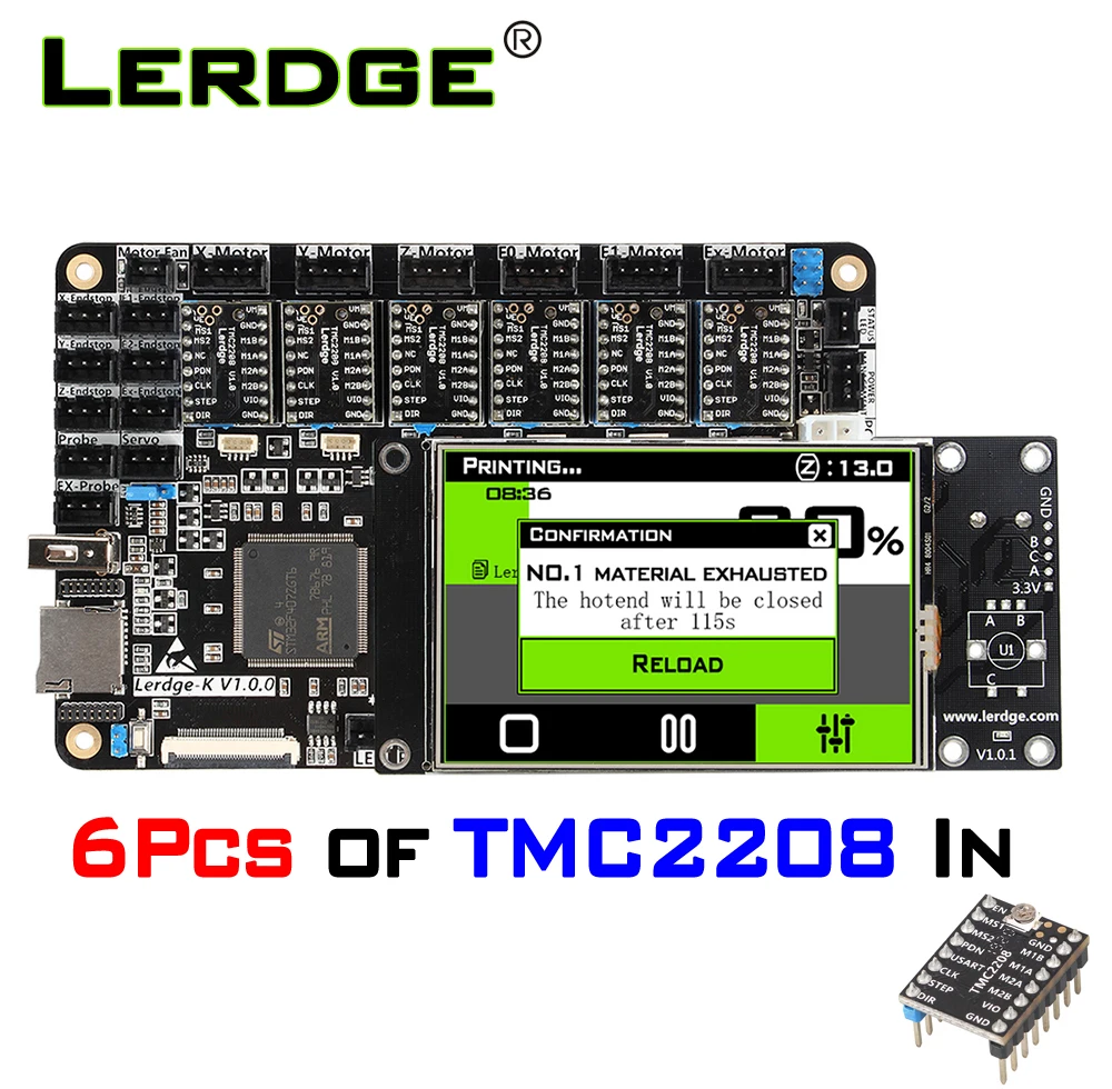 LERDGE 3d плата принтера ARM 32-битная плата управления контроллер материнская плата 3,5-дюймо вый экран Diy частей материнской платы матч PT100 датчик TMC2208 LV8729 A4988 для Ender 3 CR10
