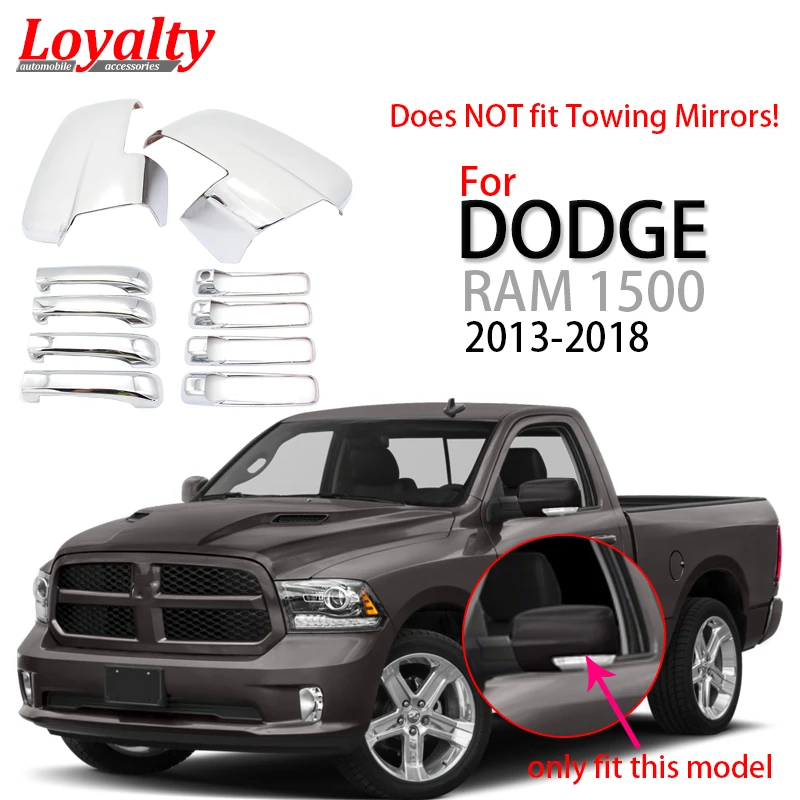 

Loyalty Chrome Auto Part for 2013 2014 2015 2016 2017 2018 DODGE RAM 1500 Side View Mirror + 4 Door Handle Cover Car Styling