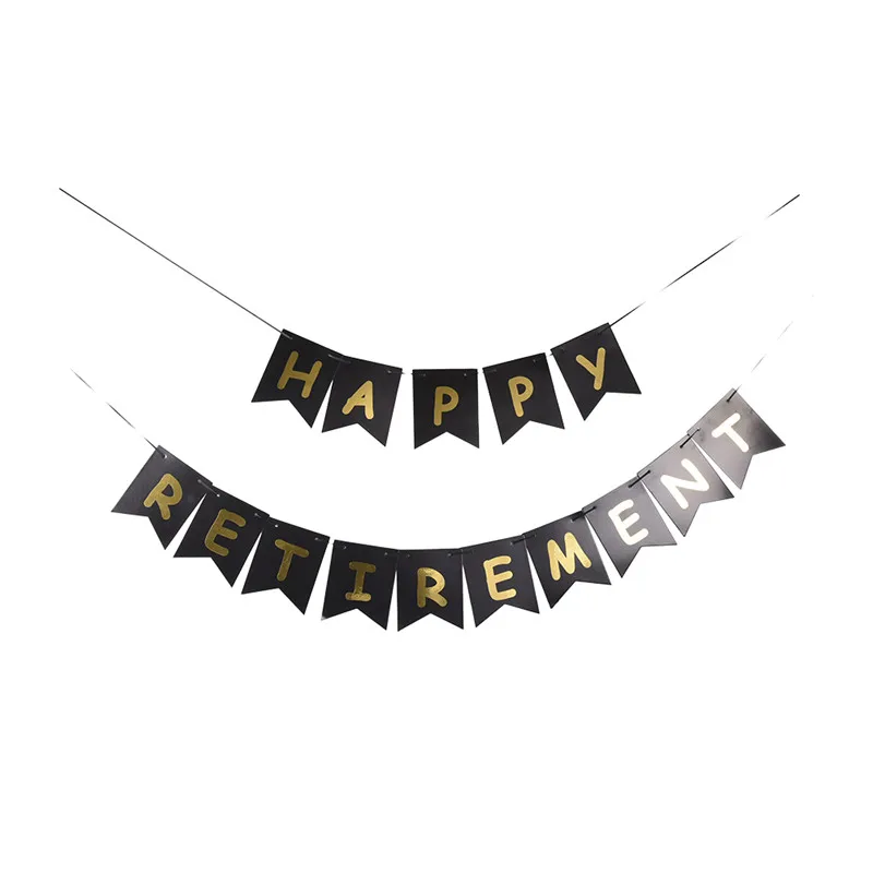 1 Set Black Gold HAPPY RETIREMENT Letter Banner Retire