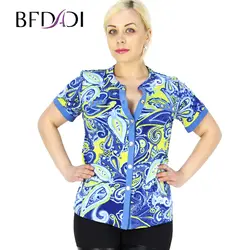 Bfdadi/Мода 2016 года бренда Geometry Блузки для малышек Рубашки для мальчиков Для женщин V Воротник Топы корректирующие женские Костюмы короткий