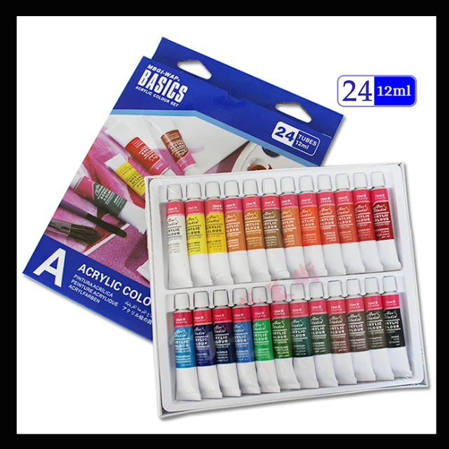 24 Colors 12ml Acrylic Paint set color Nail glass Art Painting ...