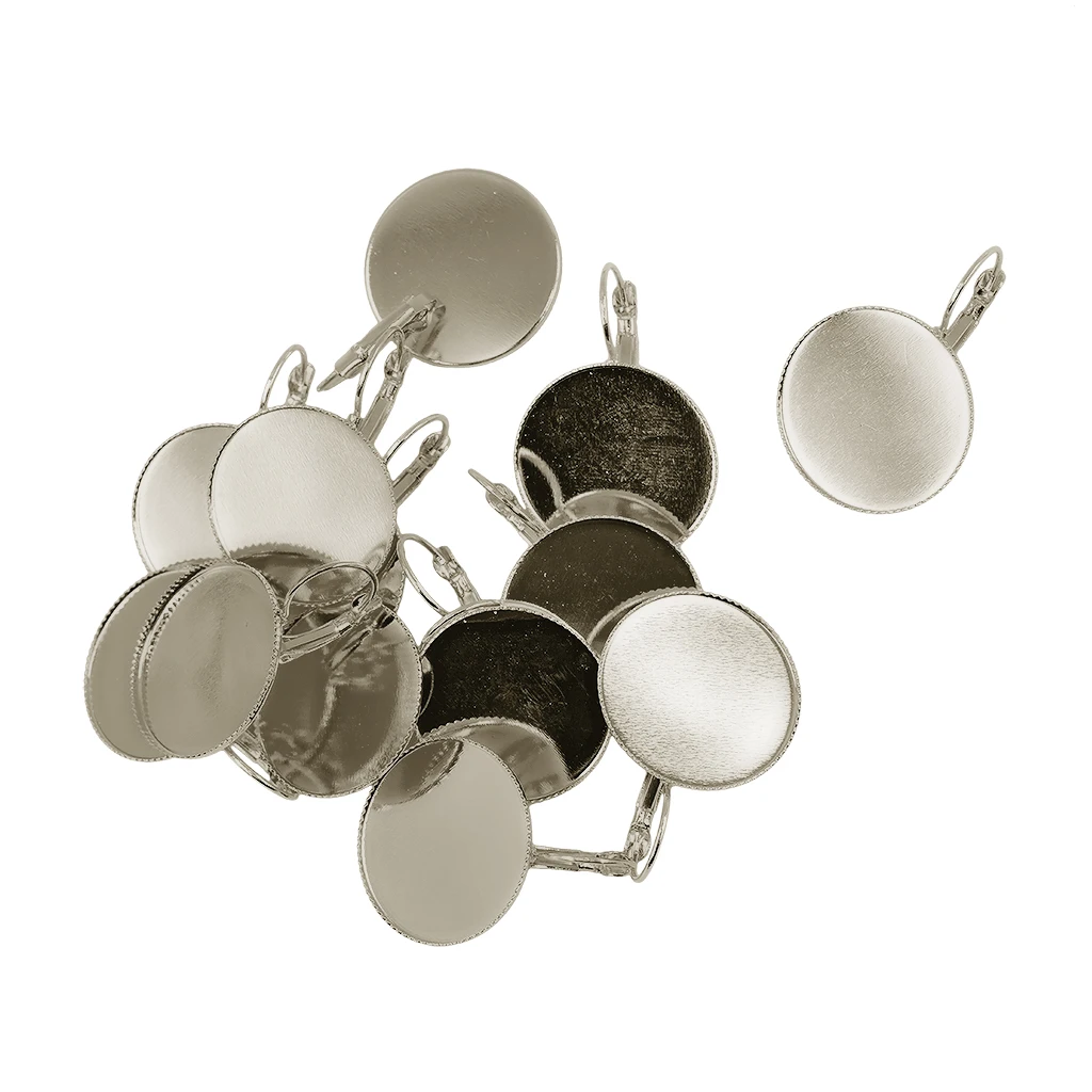12 Pieces Earrings Round Cabochon Empty Base Bezel Earring Tray Cameo 25mm DIY Resin Base Findings