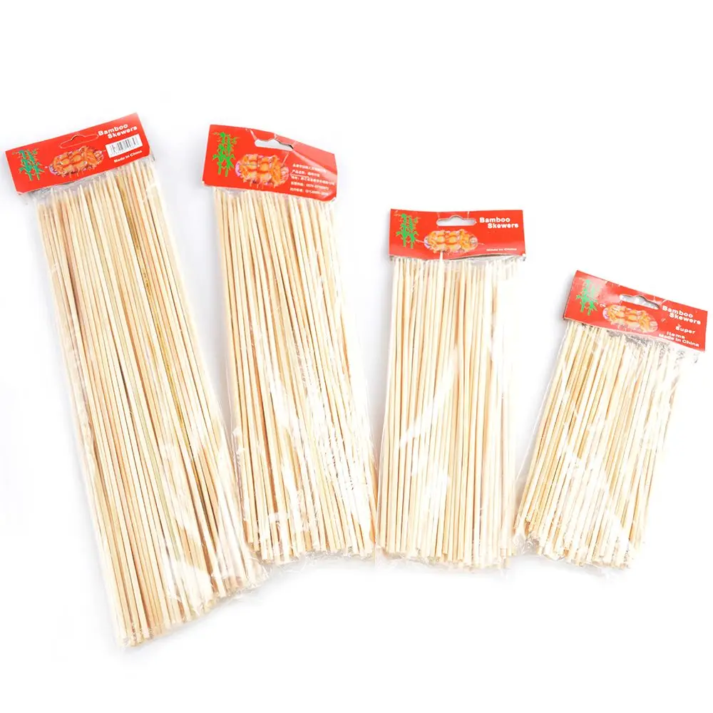 BBQ Outdoor Picnic Bamboo Skewers Wooden Sticks Barbecue Grill Accessories Fruit Fountain Stick Party Grill Kabob Barbecue Tool