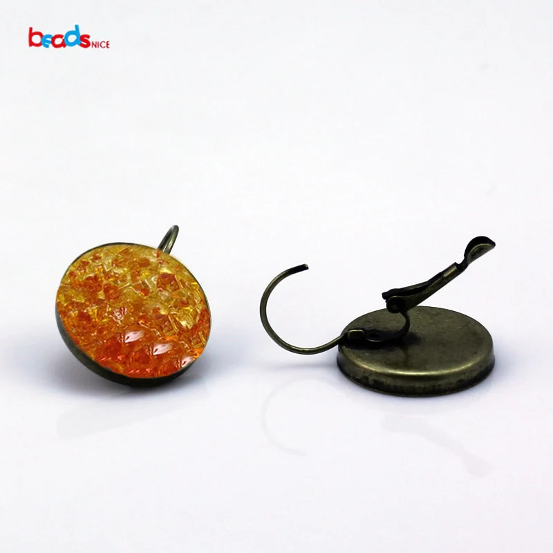Beadsnice 20797 Металл установка Рычаг Серьги с Кабошон Установка латунь круглые серьги Настройки